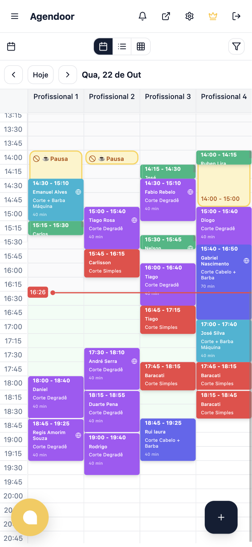 Agenda mobile do Agendoor